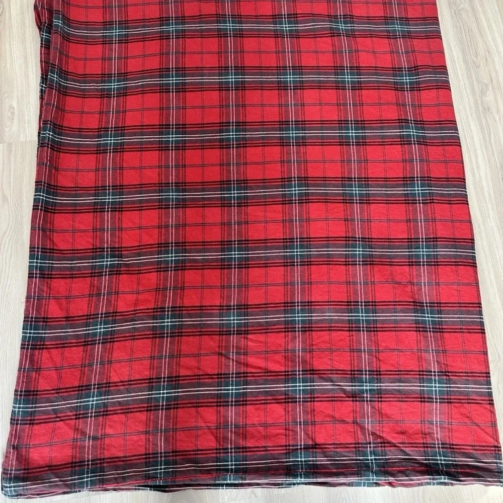 Williams Sonoma Linen Blend Duvet King Size Red Tartan Plaid NO INSERT
